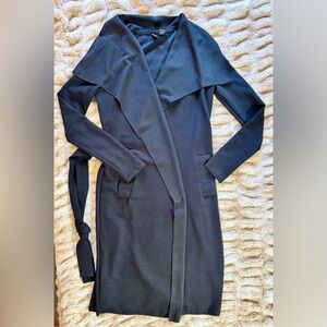 Windsor - Black Long Wrap Cardigan Dress with Belt